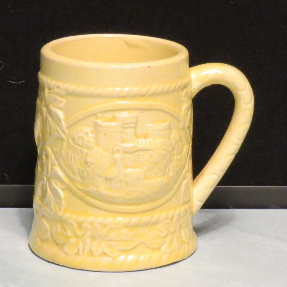 Sun Yellow Marked Japan Coffee Beer Mug 3-D  Ceramic  4” 